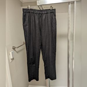 Who What Wear Linen Blend Black Elastic Waist Straight Leg Cropped Pants Size 10
